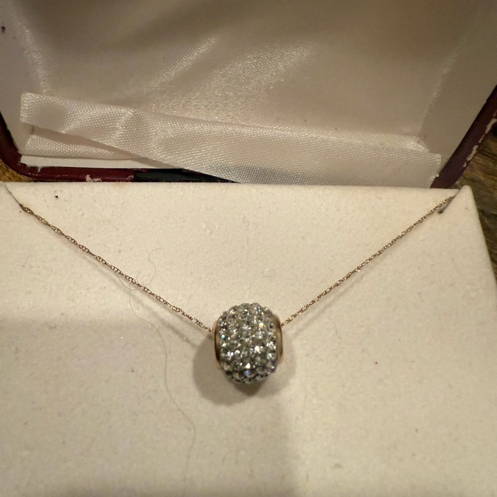 Dainty Pavé Crystal Pendant Necklace in Silver